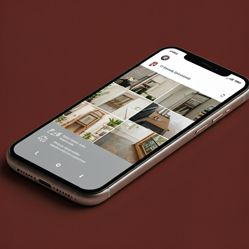 close up of a high-end smartphone displaying a vibrant real estate instagram reel in vertical format