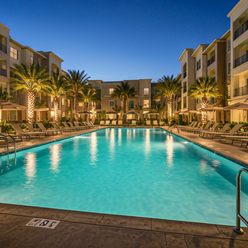 Wide-angle view of a leasing-ready apartment with open living area