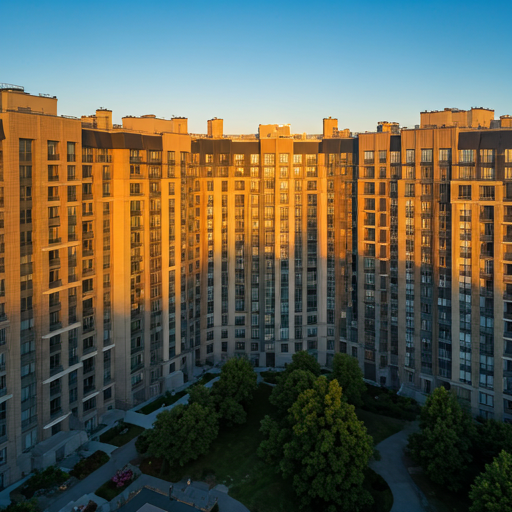 Upscale multi-family residential building with modern architectural lines