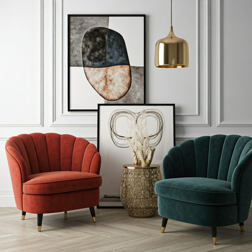 Styled interior staging vignette for designer portfolio showcase