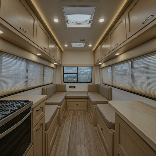 RV interior being prepared according to pre-shoot styling checklist