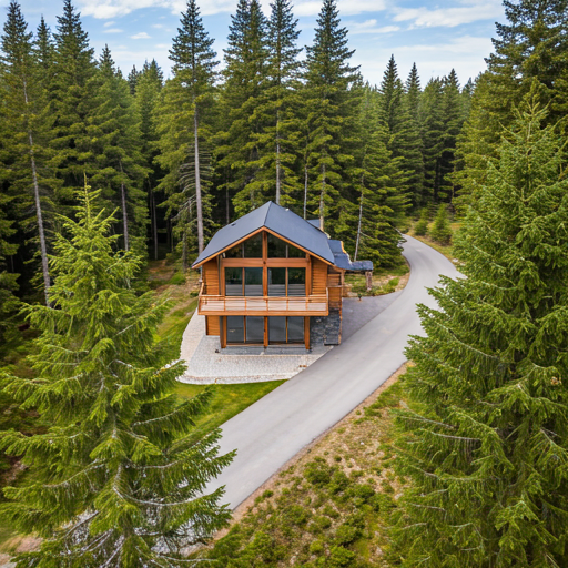 Drone aerial showing a rental property and its surroundings