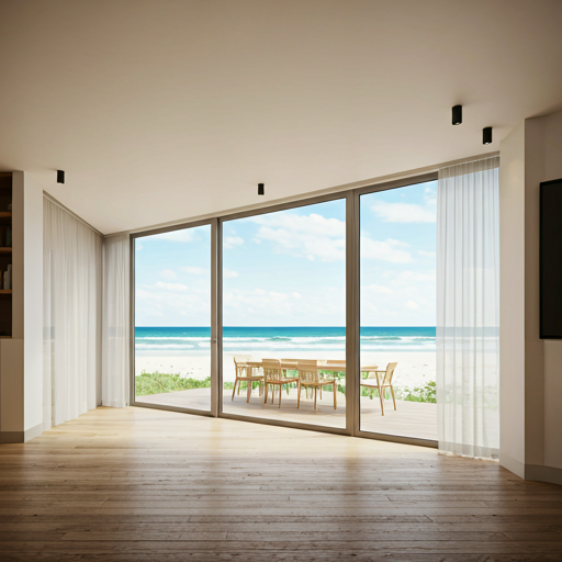 Wide-angle 3D scan of a luxury penthouse with floor-to-ceiling windows